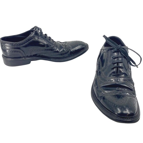 To Boot New York Adam Derrick Black Leather Brogue Cap Toe Oxfords Shoes Mens 9 - Picture 1 of 11